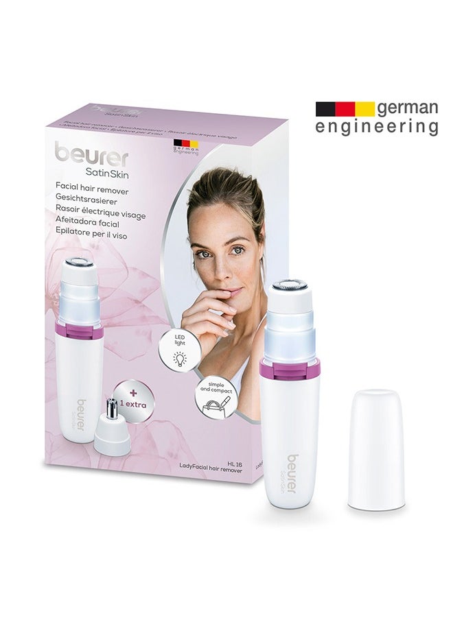 Facial Mini Hair Remover | Hl16 | Electric Facial Hair Removal For Women, Quick And Gentle, Finishing Touch For Upper Lips, Chin And Cheeks, Ideal For On-The-Go, With Smart White Light, White Color | Premium Facial Cleansing Tools