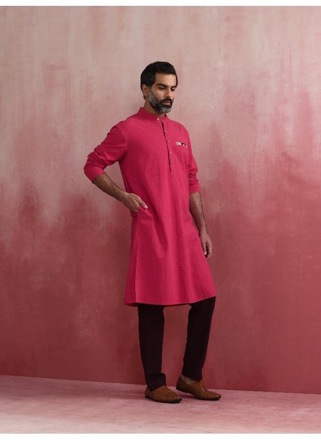 Men's Pink Mandarin Collar Kurta