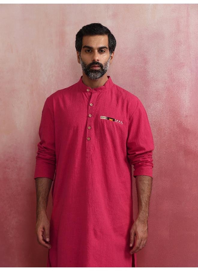 Men's Pink Mandarin Collar Kurta