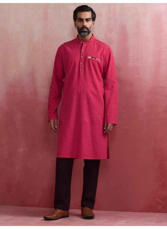 Men's Pink Mandarin Collar Kurta