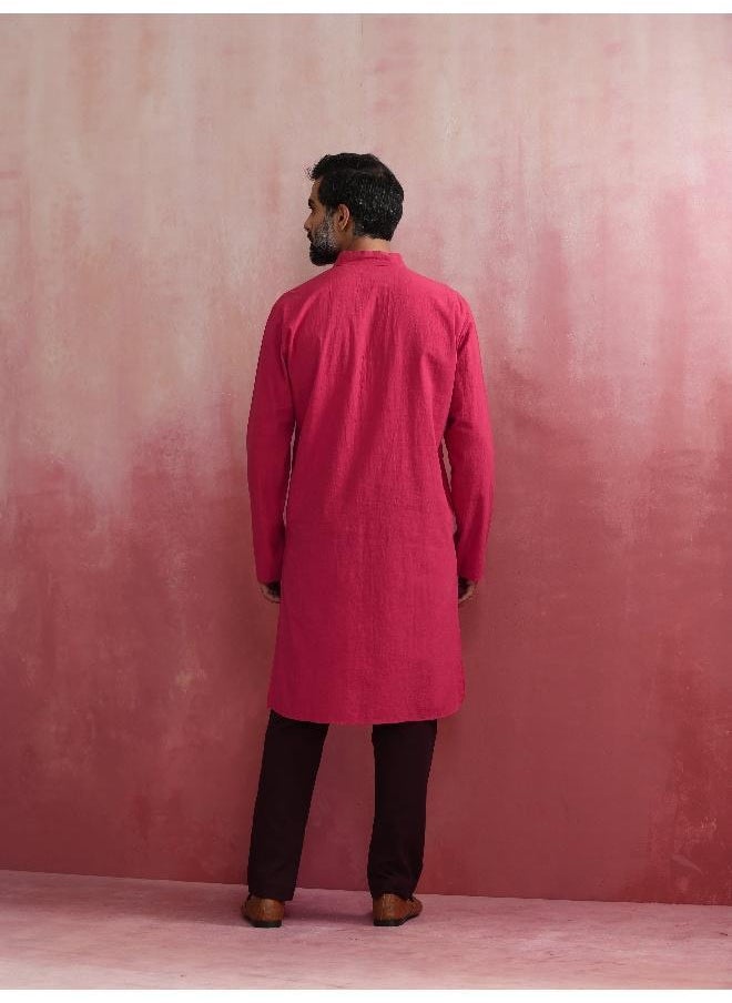 Men's Pink Mandarin Collar Kurta
