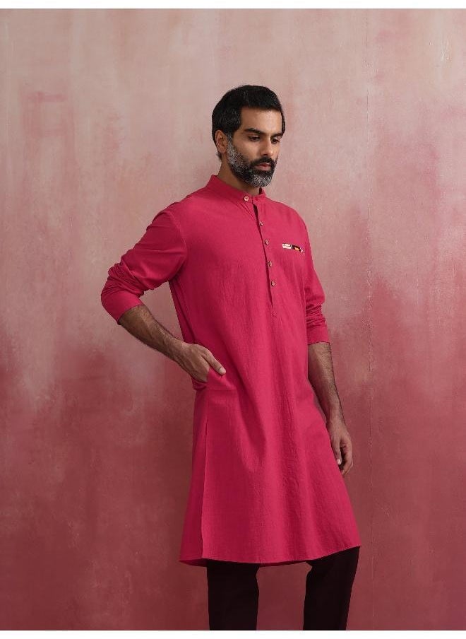 Men's Pink Mandarin Collar Kurta