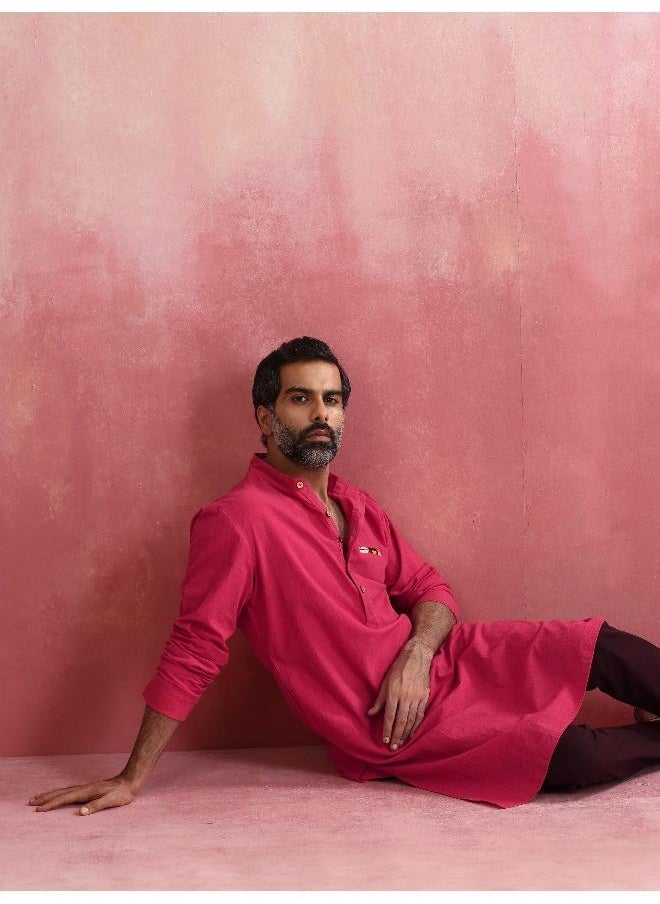 Men's Pink Mandarin Collar Kurta