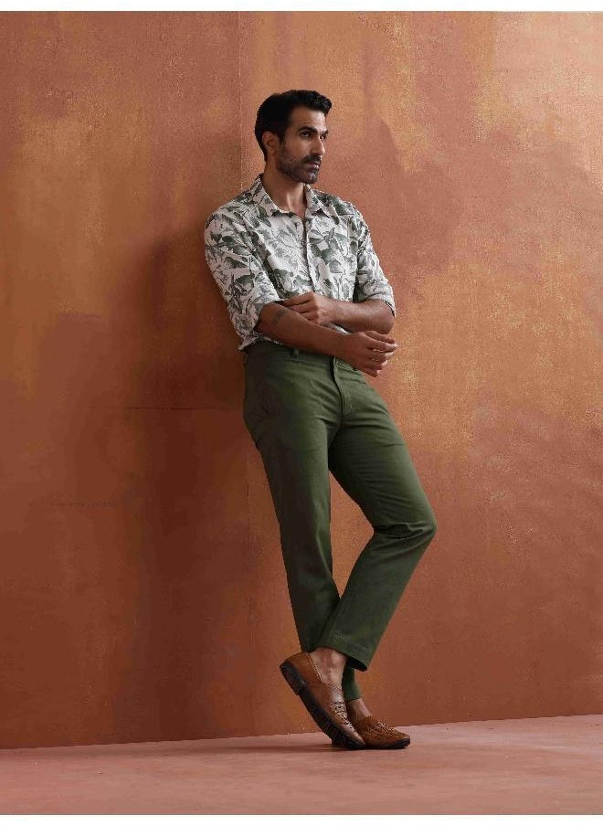 Men's Off White Printed Short Kurta