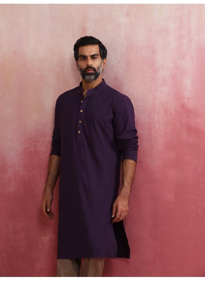 Men's Purple Mandarin Collar Kurta