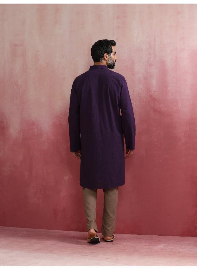 Men's Purple Mandarin Collar Kurta
