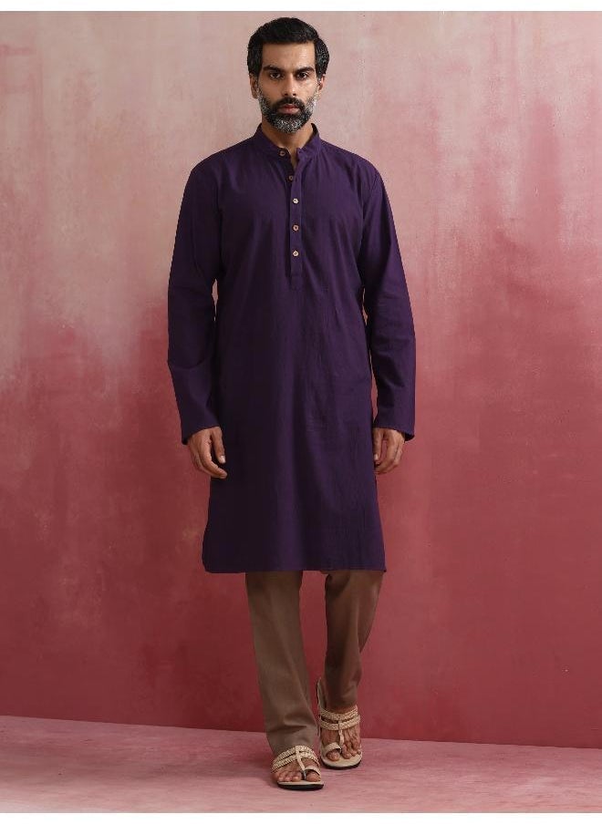 Men's Purple Mandarin Collar Kurta