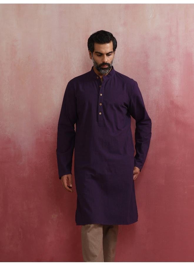 Men's Purple Mandarin Collar Kurta