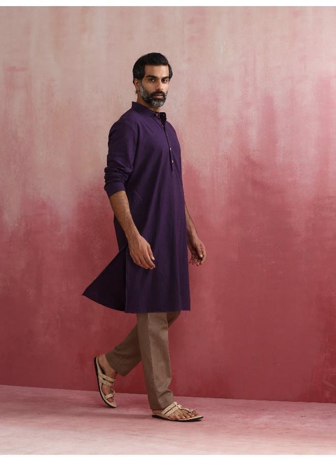 Men's Purple Mandarin Collar Kurta