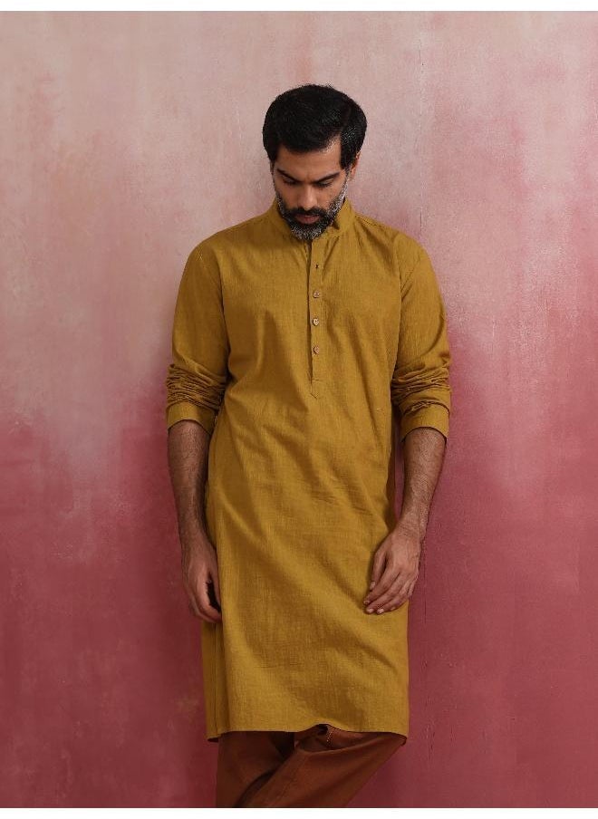 Men's Mustard Mandarin Collar Kurta