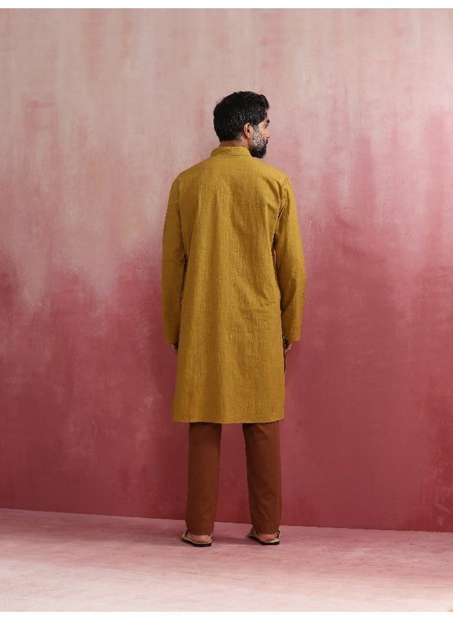 Men's Mustard Mandarin Collar Kurta