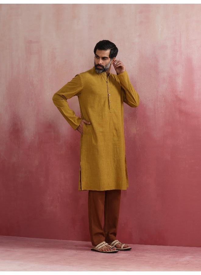 Men's Mustard Mandarin Collar Kurta
