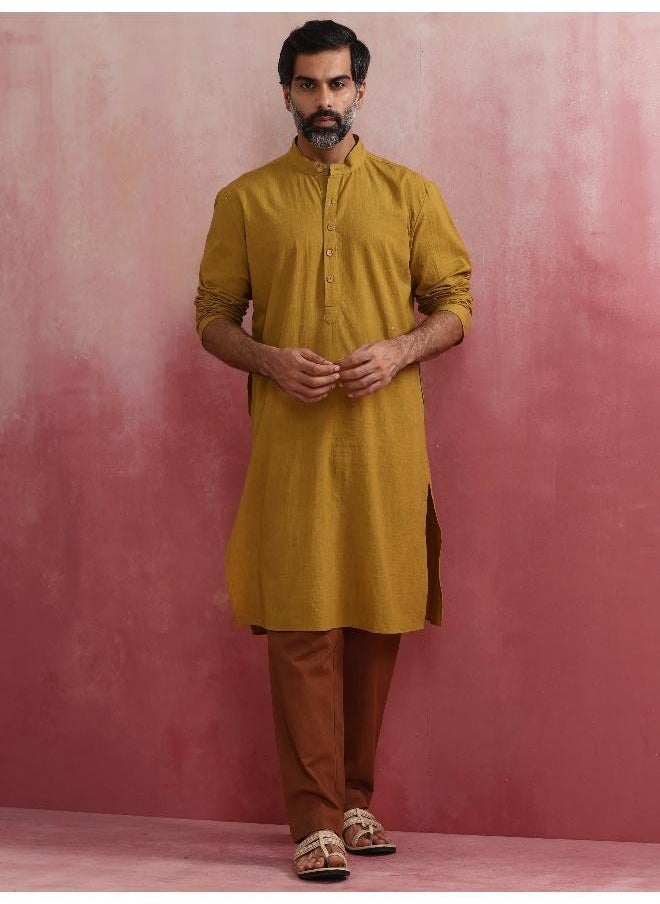 Men's Mustard Mandarin Collar Kurta