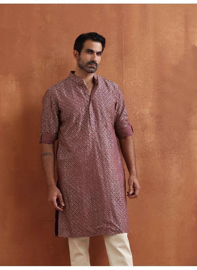 Men's Purple Cotton Dobby Kurta