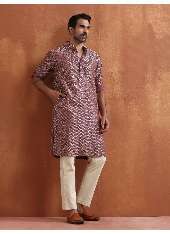Men's Purple Cotton Dobby Kurta