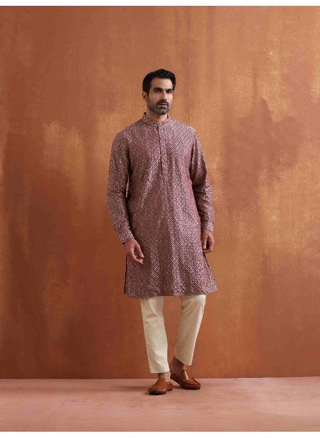 Men's Purple Cotton Dobby Kurta