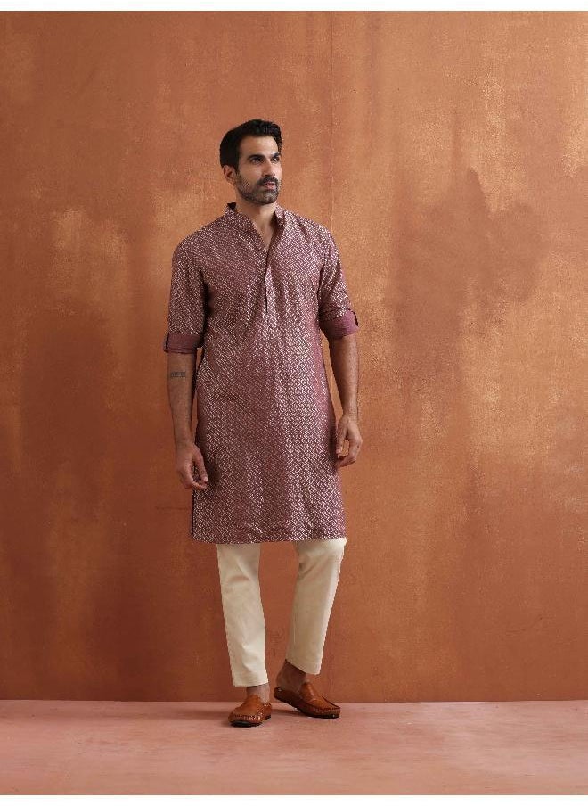 Men's Purple Cotton Dobby Kurta