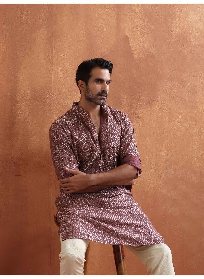 Men's Purple Cotton Dobby Kurta