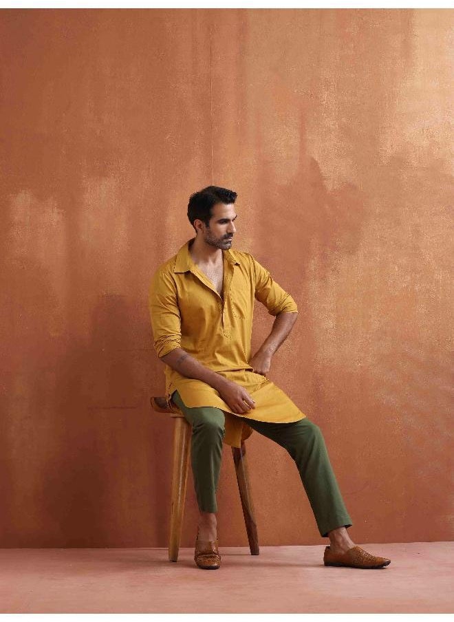 Men's Mustard Cotton Kurta