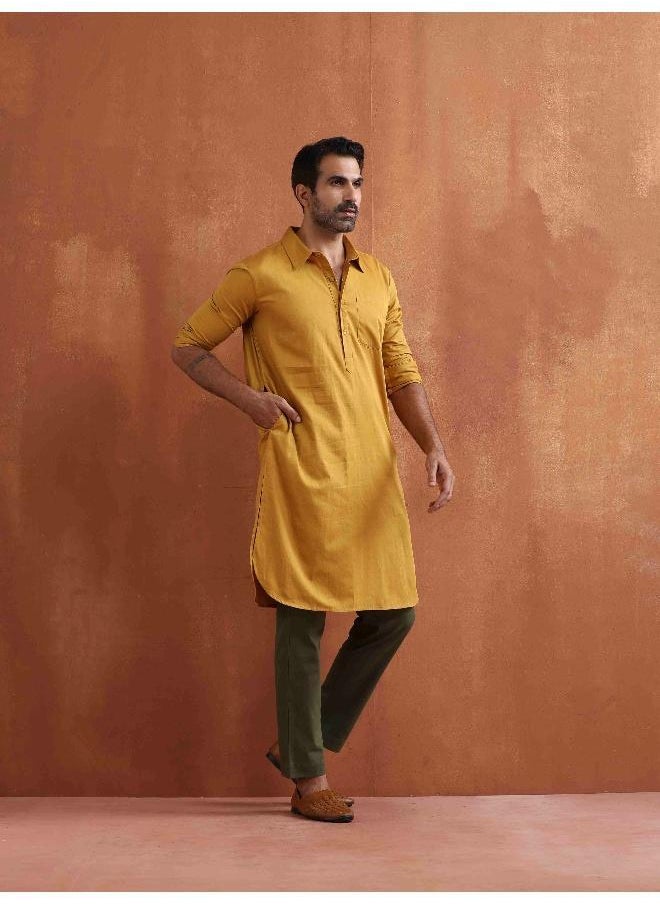 Men's Mustard Cotton Kurta