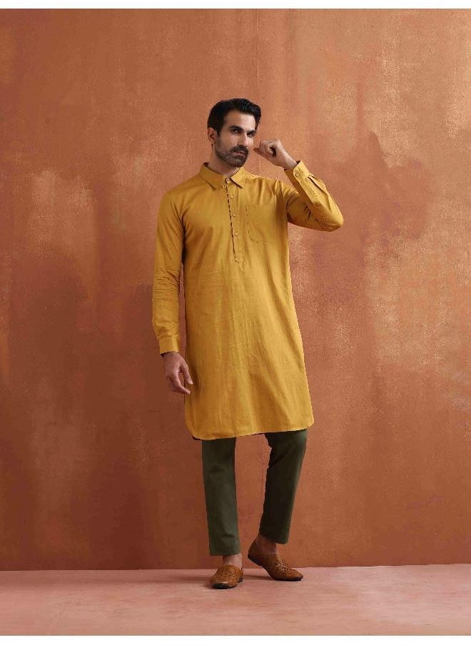 Men's Mustard Cotton Kurta