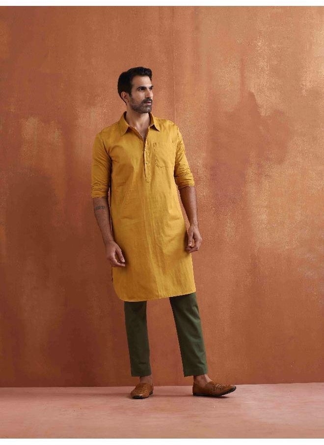 Men's Mustard Cotton Kurta