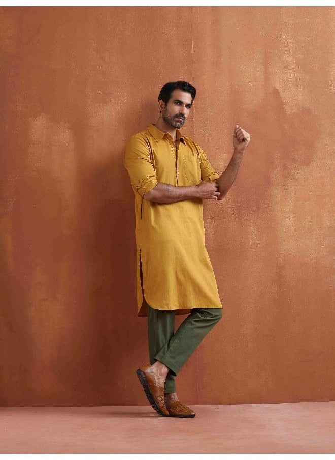 Men's Mustard Cotton Kurta