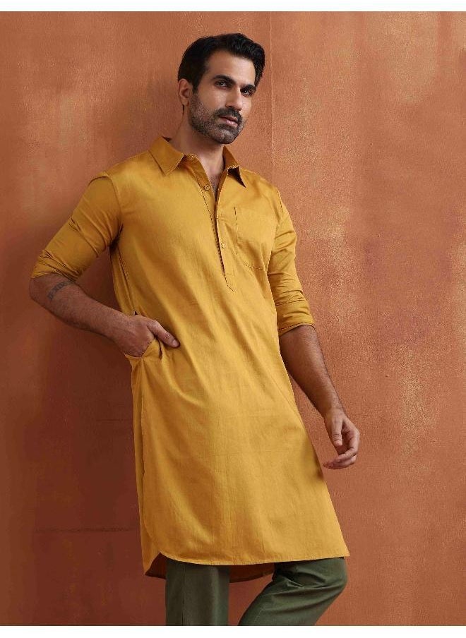 Men's Mustard Cotton Kurta
