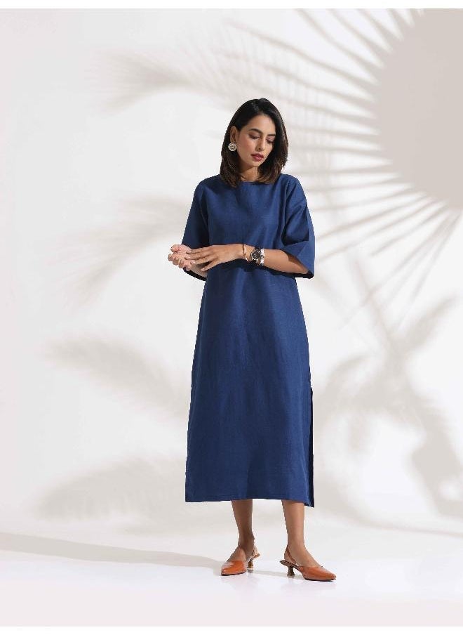 trueBrowns Blue Slub Dress