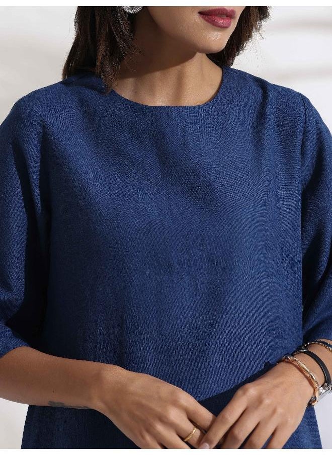 trueBrowns Blue Slub Dress