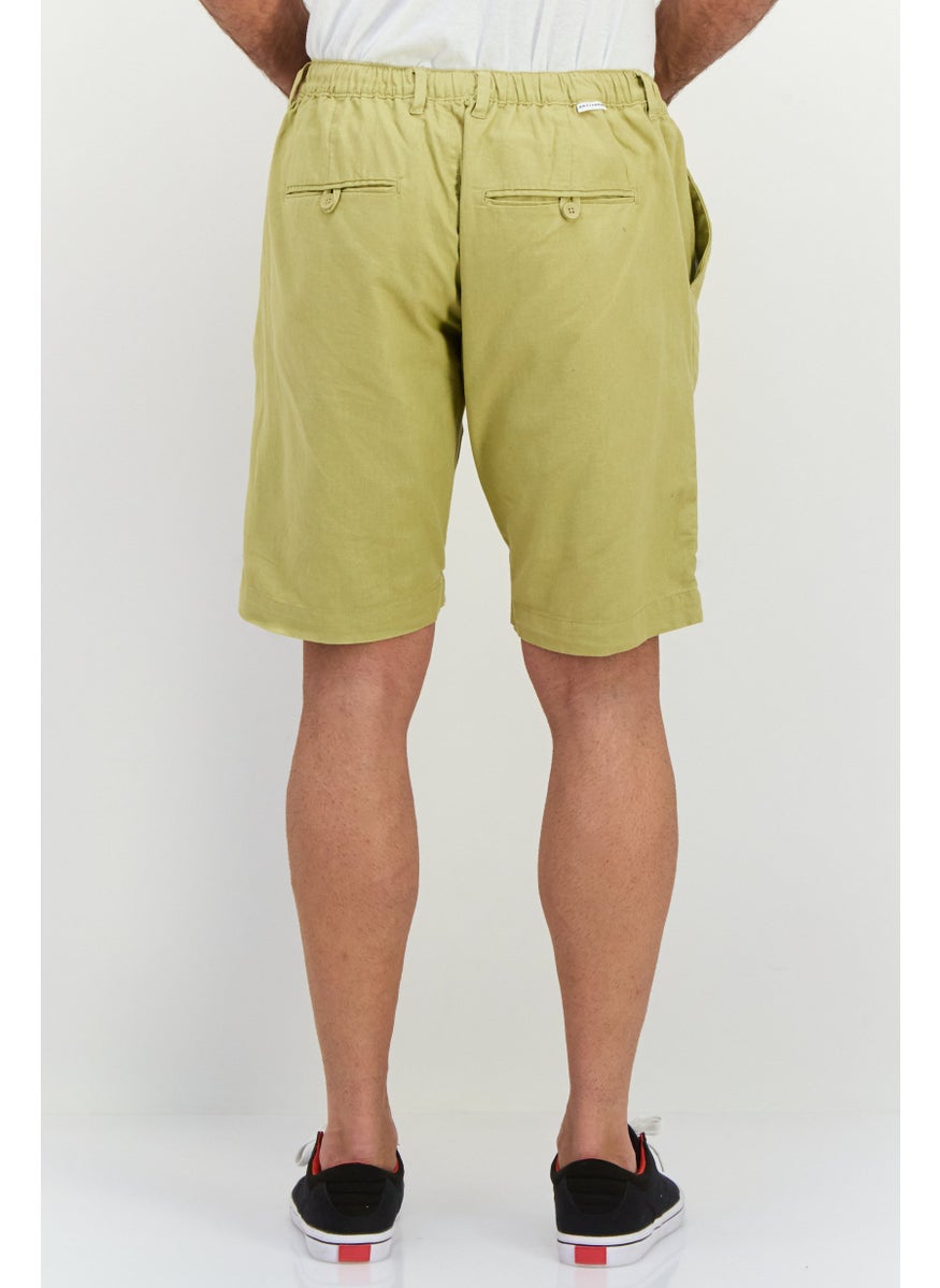 Men Regular Fit Plain Chino Shorts, Khaki