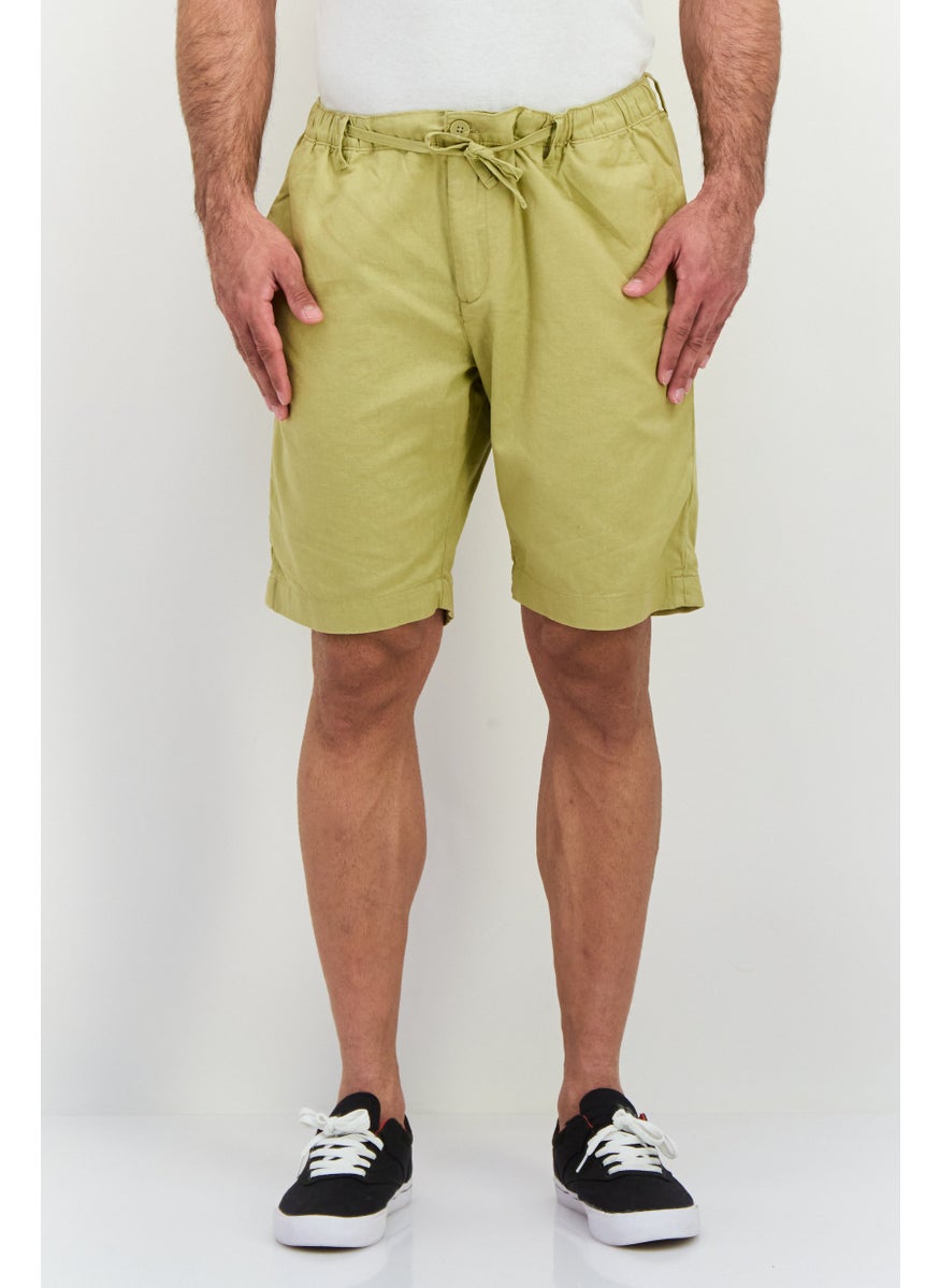 Men Regular Fit Plain Chino Shorts, Khaki