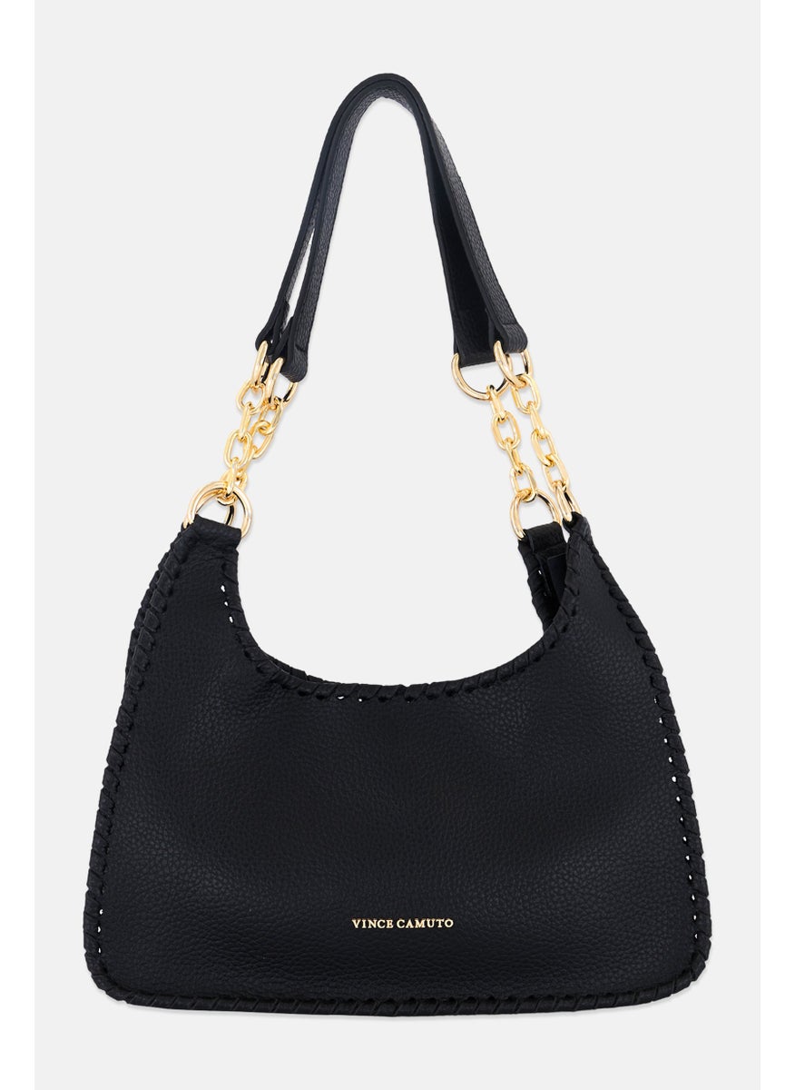 Women Brand Logo Shoulder Bag 16 H x 30 L x 10 W cm, Black