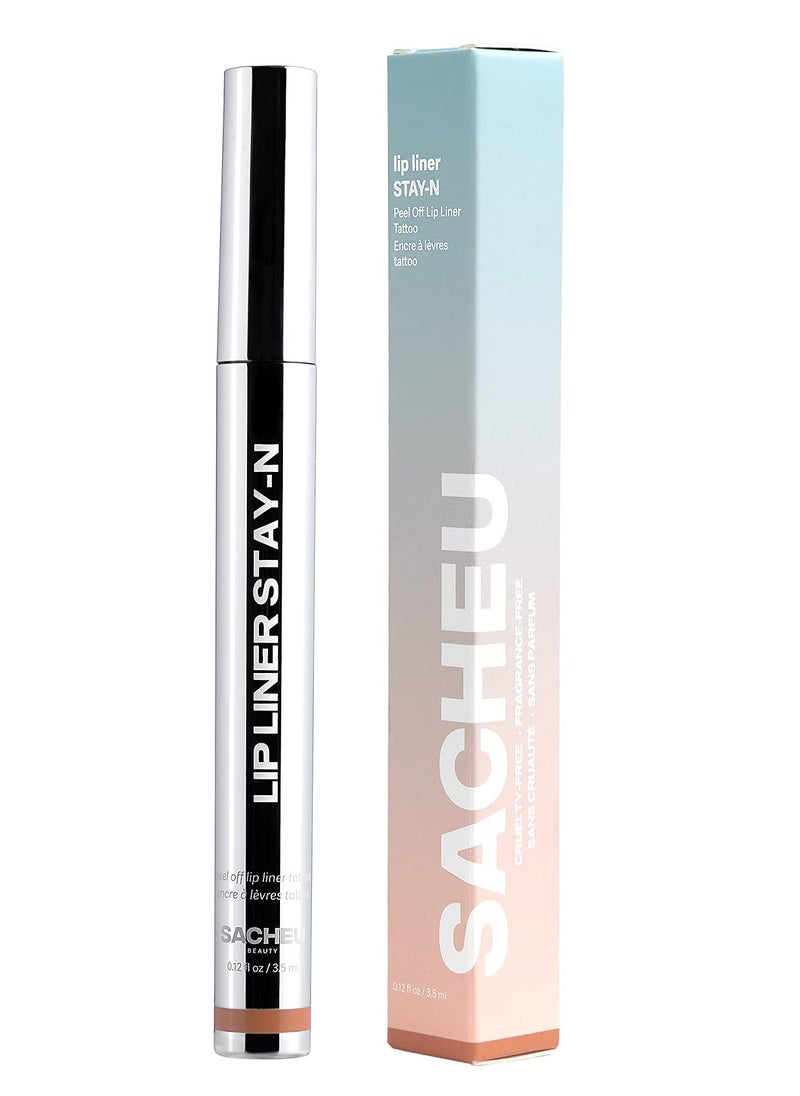 Lip Liner Stay-N - Peel Off Lip Stain. Long Lasting Matte Lip Tattoo, Transfer Proof Lipstain Infused with Hyaluronic Acid & Vitamin E, for All Skin Types. Vegan and Cruelty-Free, p-INKED