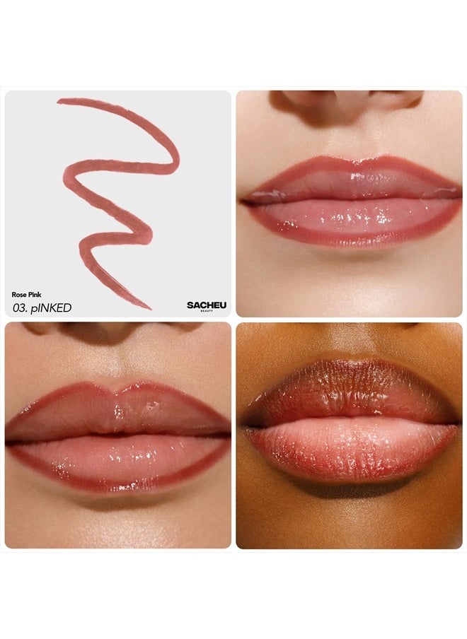 Lip Liner Stay-N - Peel Off Lip Stain. Long Lasting Matte Lip Tattoo, Transfer Proof Lipstain Infused with Hyaluronic Acid & Vitamin E, for All Skin Types. Vegan and Cruelty-Free, p-INKED