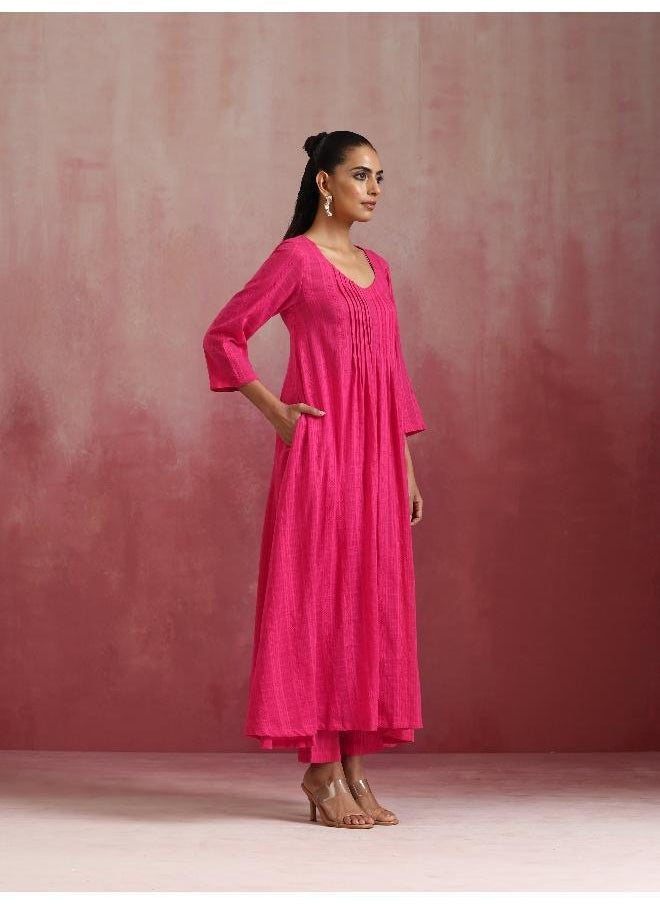 Pink Cotton Dobby Kurta Set