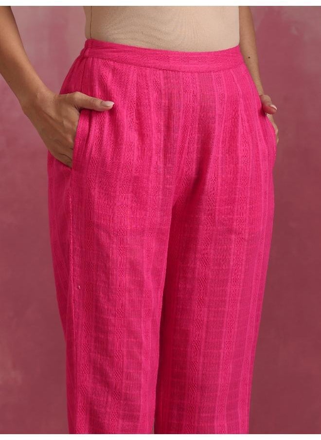 Pink Cotton Dobby Kurta Set
