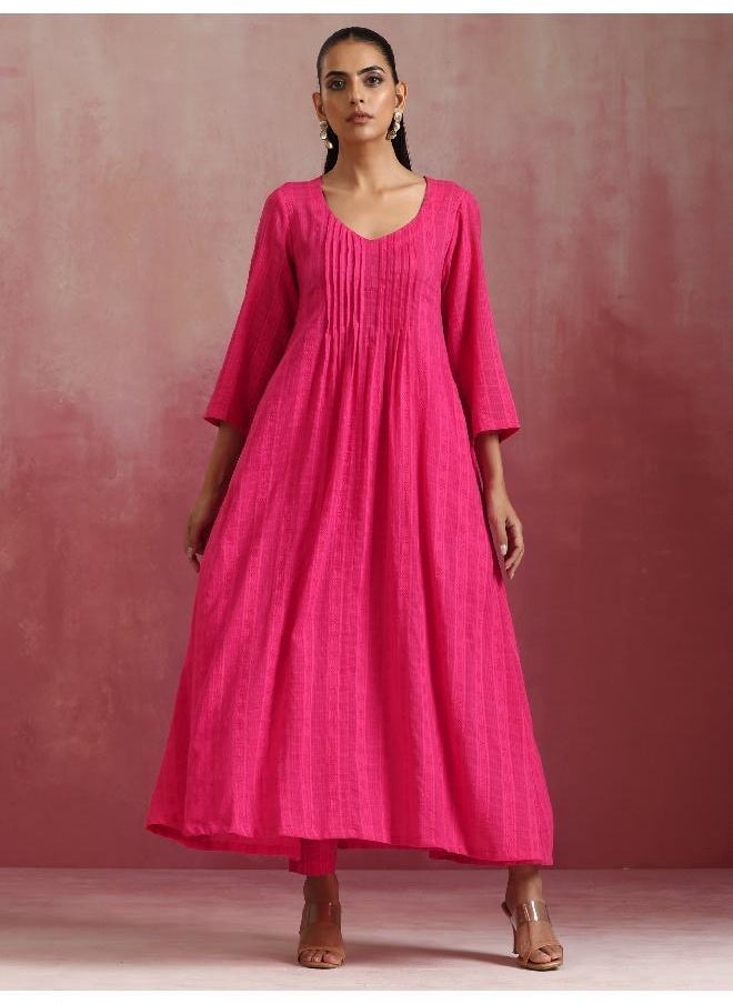 Pink Cotton Dobby Kurta Set