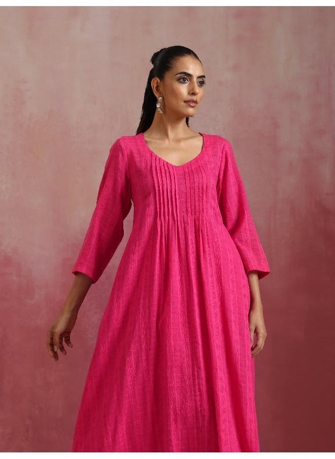 Pink Cotton Dobby Kurta Set