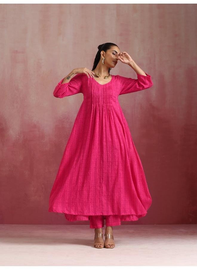 Pink Cotton Dobby Kurta Set