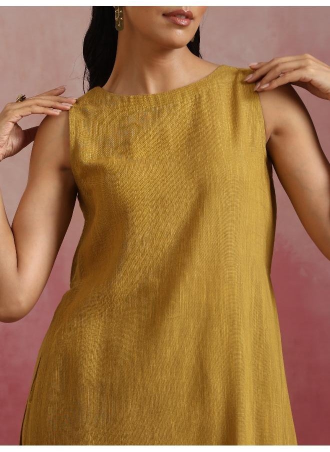 Mustard Cotton Kurta Set