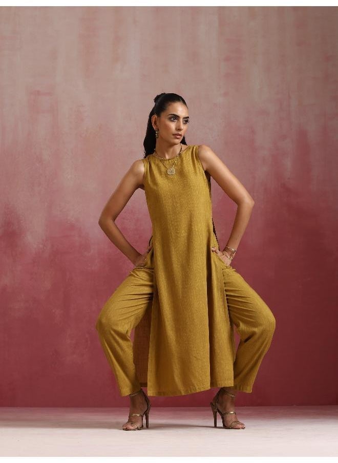 Mustard Cotton Kurta Set