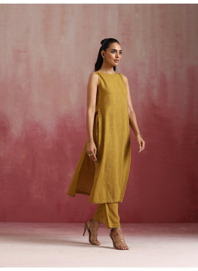 Mustard Cotton Kurta Set