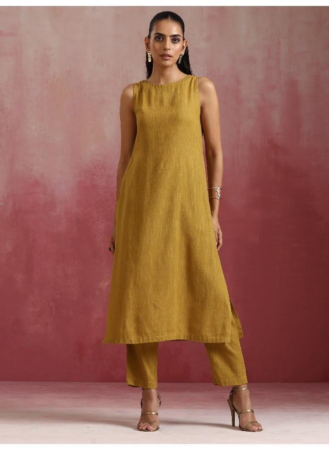 Mustard Cotton Kurta Set