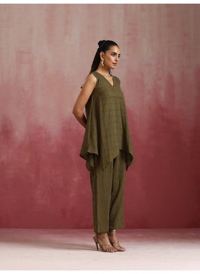 Olive Cotton Dobby Dobby Co-ord set