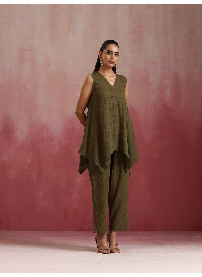 Olive Cotton Dobby Dobby Co-ord set