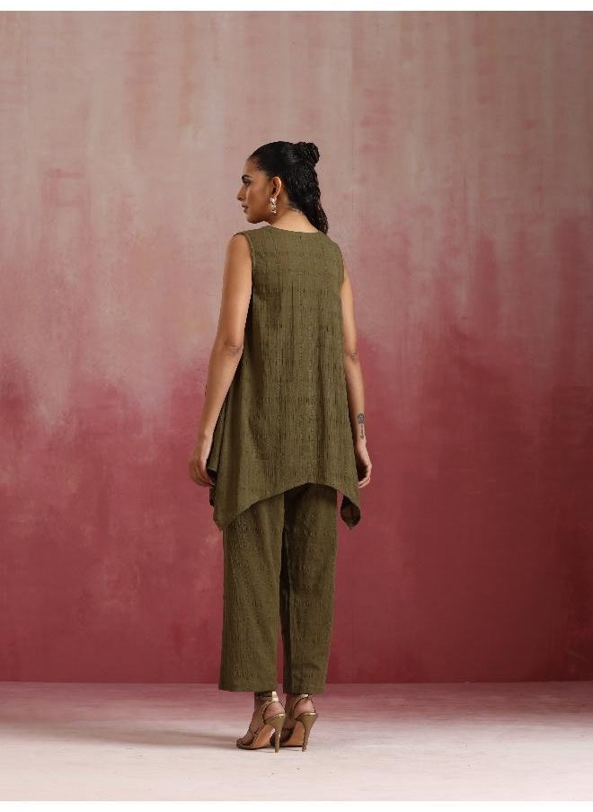 Olive Cotton Dobby Dobby Co-ord set