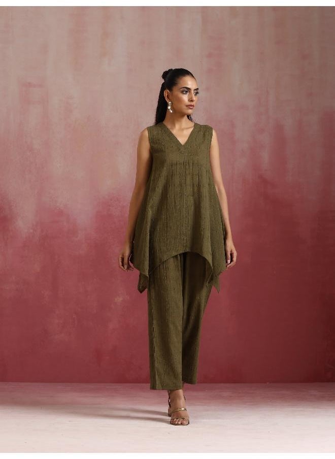 Olive Cotton Dobby Dobby Co-ord set