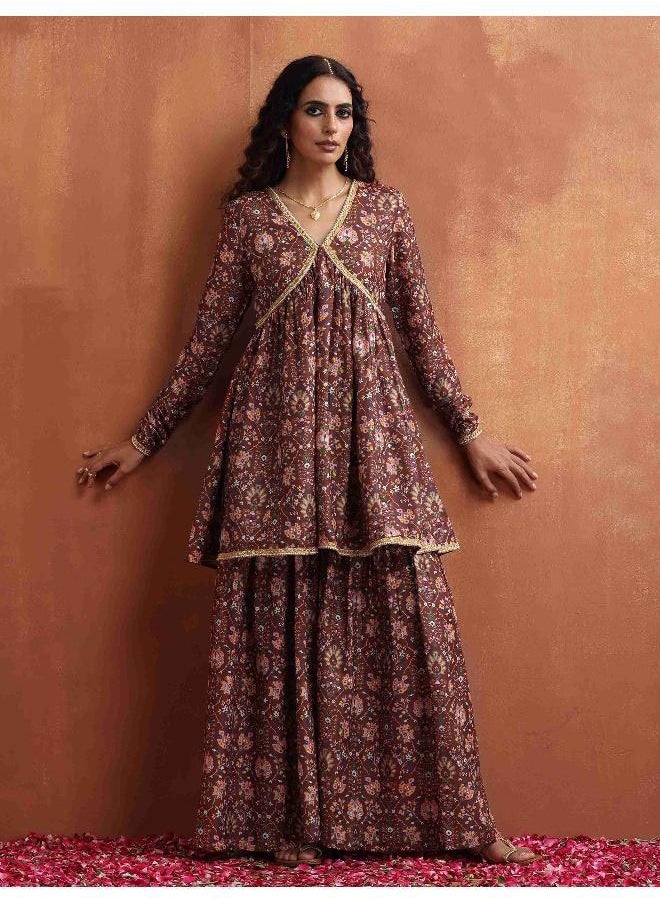 Brown Print Sharara Set