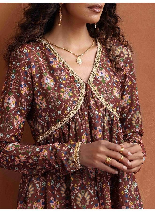 Brown Print Sharara Set